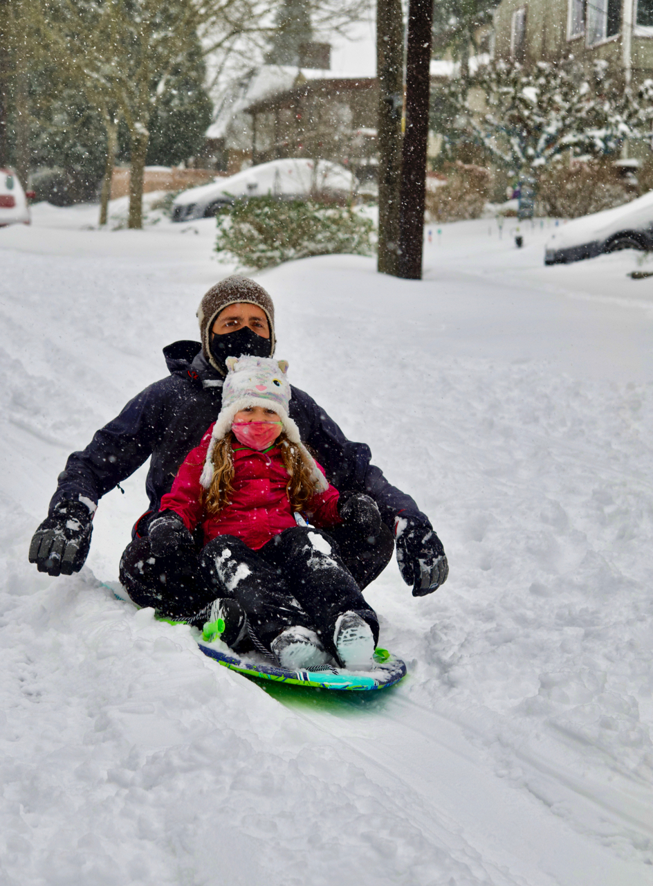 Kids know what to do when it snows...Have fun! Westside Seattle